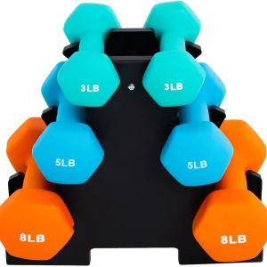 Colourful Vinyl-Dipped Neoprene Dumbbell Set – Hex Hand Weights in A number of Sizes (1-8KG / 1-15LB) for Health club and Exercise