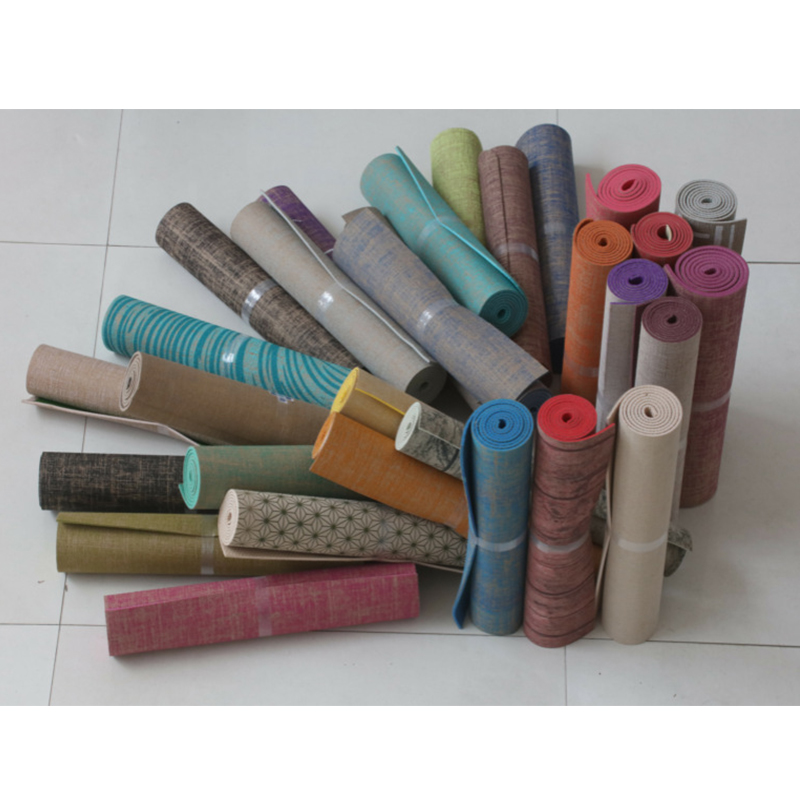 Excessive-Density Khaki PVC Flax Yoga Mat - 5mm Eco-Pleasant, Non-Poisonous Hemp Train Mat (1550g)